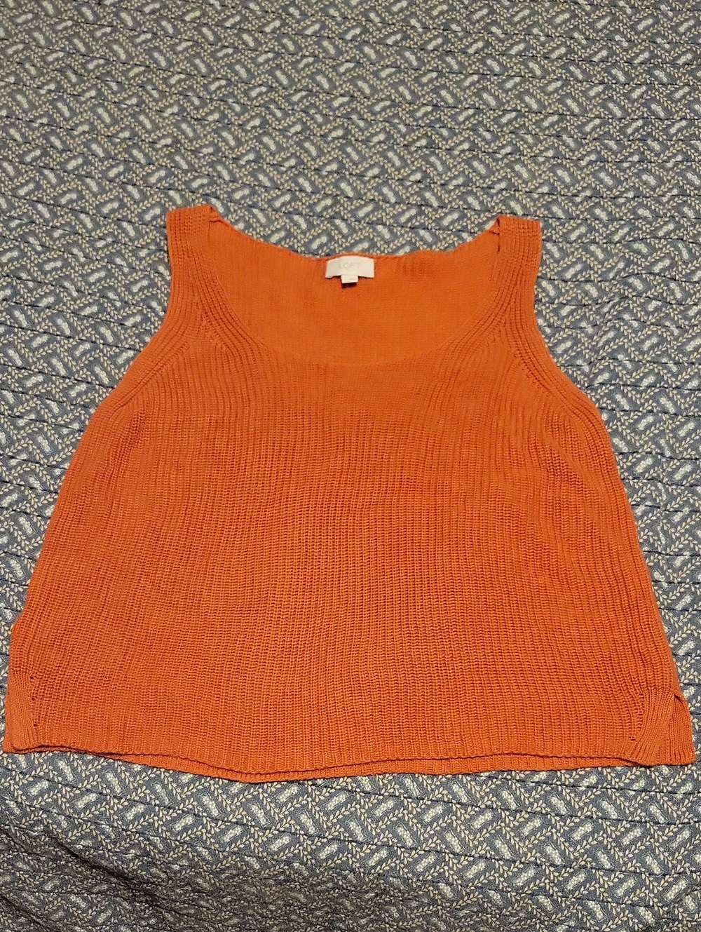 LOFT Knit Scoop Neck Tank Top - Bright Orange